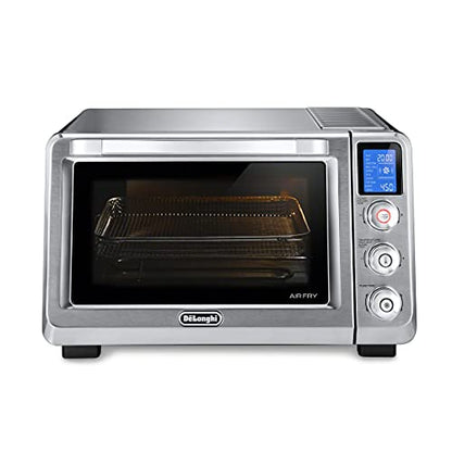 De'Longhi 10-in-1 Digital AirFryer, 24L, True Convection Toaster Oven with Internal Light, Grills, Broils, Bakes, Roasts, Reheats, Preset for Cookie & Pizza, 1800-Watts, Stainless Steel