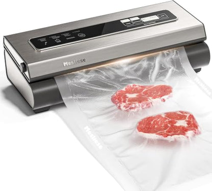 Mesliese 90kPa Vacuum Sealer, Dry/Moist Modes, 2 Bag Rolls & 5 Pre-cut Bags