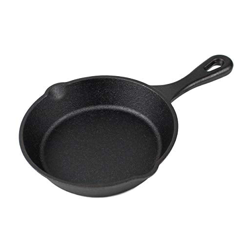 6" Cast Iron Skillet Set of 2 (Pre-Seasoned) with 2 Silicon Hot Handle Holder Grips