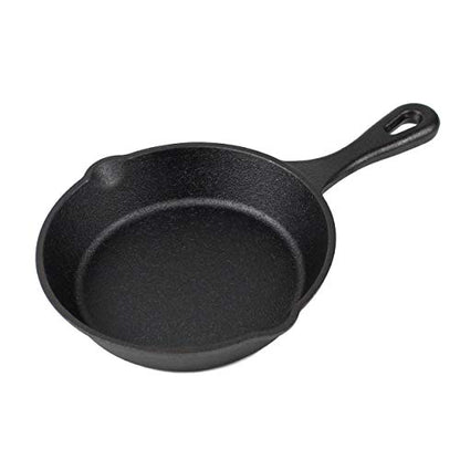 6" Cast Iron Skillet Set of 2 (Pre-Seasoned) with 2 Silicon Hot Handle Holder Grips