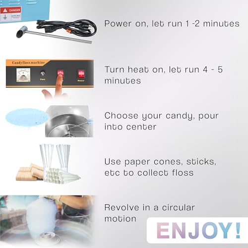 VIVO Blue 1030W Electric Cotton Candy Machine, Commercial Candy Floss Maker, 20 inch Stainless Steel Bowl with Sugar Scoop, Easy Home Use, CANDY-V001B