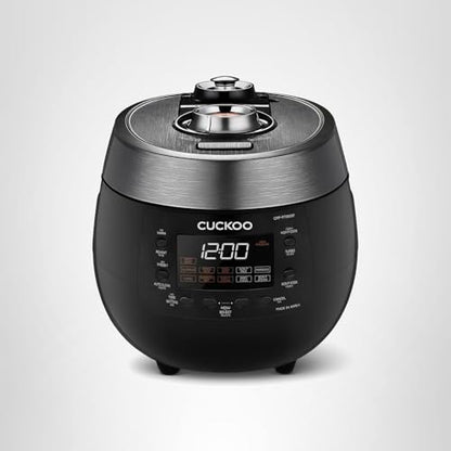 CUCKOO Twin Pressure Rice Cooker 6-Cup Uncooked / 12-Cup Cooked with Nonstick Inner Pot, Versatile Rice Maker & Warmer with 14 Menu Options, Voice Guide, Auto Clean, Black (CRP-RT0609FB)