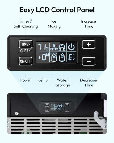 EUHOMY 15" Under Counter Ice Maker, 90lbs/24H, 24lb Bin, Gravity Drainage
