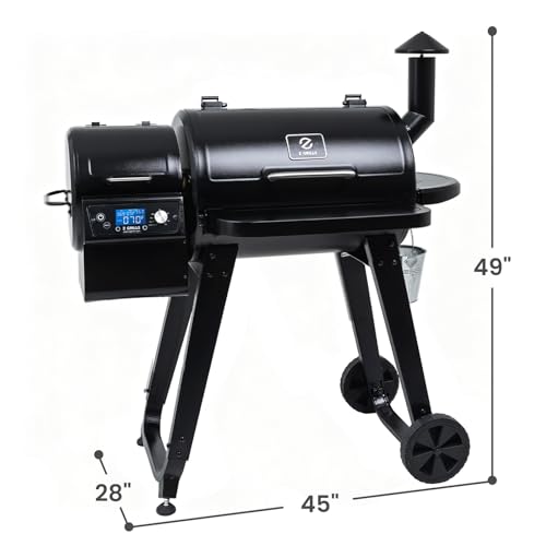 Z GRILLS 2026 Wood Pellet Grill & Smoker with PID V3.0 Controller, 459 Sq in Cook Area, Meat Probe, Foldable Shelf&Side Shelf, 8 in 1 BBQ Grill Outdoor Auto Temperature Control, Black, 450A