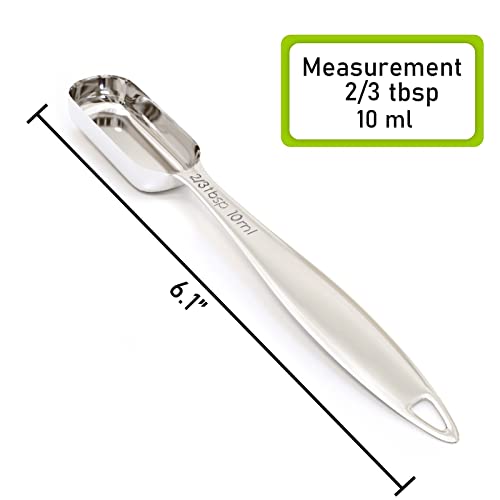 BERYLER 2PCS 2/3Tablespoon (2tsp, 10ml) Single Measuring Spoon, Individual Stainless Steel Long Handle Measure Teaspoon Only