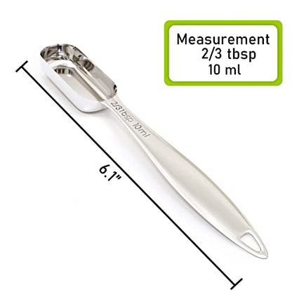 BERYLER 2PCS 2/3Tablespoon (2tsp, 10ml) Single Measuring Spoon, Individual Stainless Steel Long Handle Measure Teaspoon Only