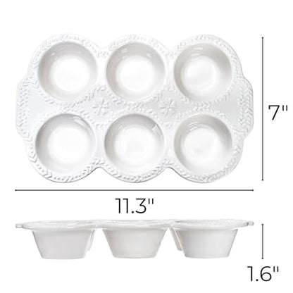 Hiceeden 2 Pack 6-Cup Ceramic Muffin Pan, Nonstick Cupcake Baking Pans with Handle, Ceramic Muffin Tin with Embossed Pattern for Muffin, Cupcake, White