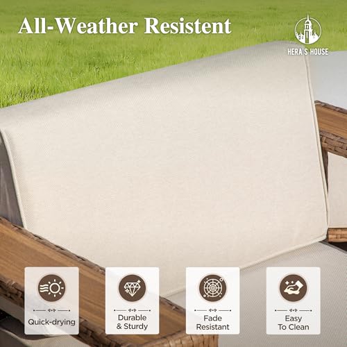 HERA'S HOUSE 6 Pieces Sectional Patio Furniture Set, Outdoor Modular Couch Sofa Set with 10" Thick Cushion, 5.3" Wide Arm, Low Profile All Weather Yellow Rattan Conversation Sets for Deck Yard Lawn