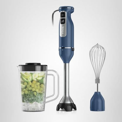 Ninja Immersion Blender and Whisk, Hand Stick Blender, 4 Speeds, with SplatterShield and PanProtect, 4-Cup Blending Vessel, Dishwasher Safe, 5-ft Cord, Ergonomic, Deep Navy, CI201ND
