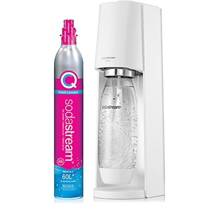 SodaStream TERRA Sparkling Water Maker, Value Bundle, CQC CO2 System, Includes 2 Quick Connect 60L CO2 Cylinders, 3 Dishwasher Safe BPA Free Bottles, 2 bubly Drops, Make your own Pepsi, White