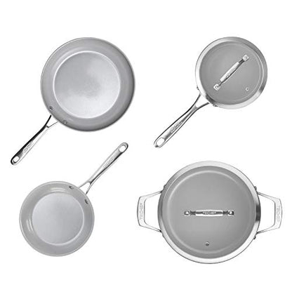 TECHEF - CeraTerra Collection Ceramic Nonstick Cookware Set (PTFE and PFOA Free Ceramic Exterior & Interior), Made in Korea, (6-Piece Set)