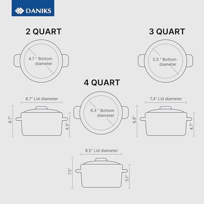 Daniks Orlando 11-Piece Stainless Steel Cookware Set with Glass Lids, Includes Saucepan and Frying Pan, Tri-Ply Bases for Even Heating, Induction Compatible, Dishwasher Safe, Heatproof Handles