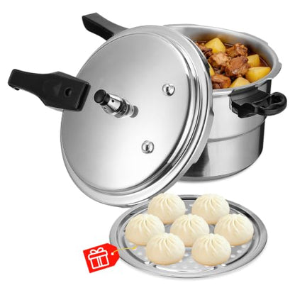 5.2Qt Stovetop Pressure Cooker with Steam Tray Pressure Cooker Non Electric