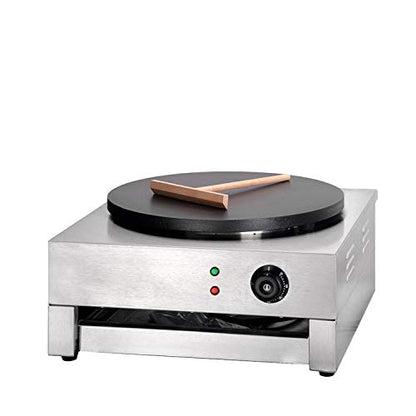 KOUWO Electric Crepe Maker 16" Large Crepe Machine Maker Pancake Making Machine Flat Plate Crepe Griddle (Silver(110V))
