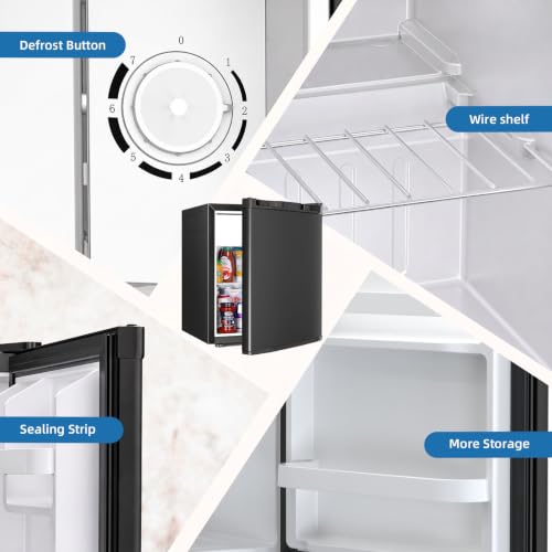 Antarctic Star Compact Refrigerator Mini Fridge with Single Reversible Door,Wire Shelf,Defrost Button, for Bedroom/Office/Dorm,1.3 Cu. Ft,Blcak