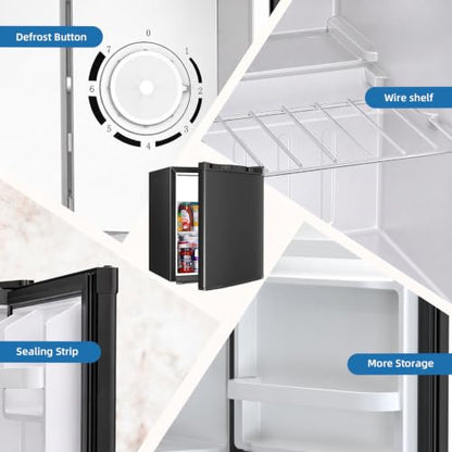 Antarctic Star Compact Refrigerator Mini Fridge with Single Reversible Door,Wire Shelf,Defrost Button, for Bedroom/Office/Dorm,1.3 Cu. Ft,Blcak