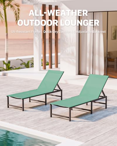 WOAJNQO Aluminum Patio Chaise Lounge Chair Outdoor,Green