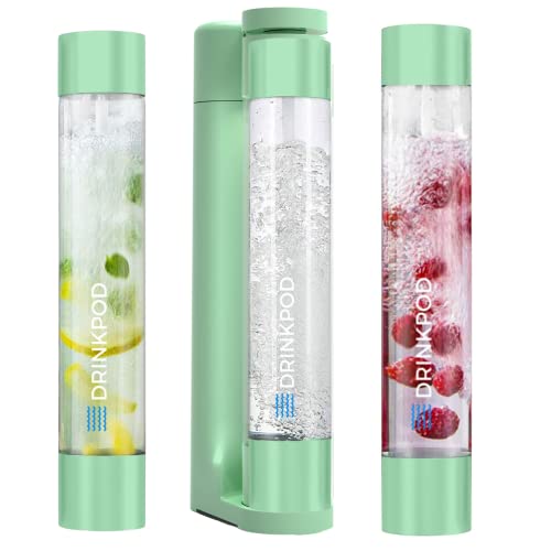 Fizzpod Home Soda Maker | Carbonated Beverage & Sparkling Water Maker | Includes 3 Bottles (32 oz./each) , 3 Caps, 1 Carbonator Cap and Manual | Make Homemade Sparkling Water, Carbonated Juice, Coffee, Tea & Cocktail Drinks Fruit Infused
