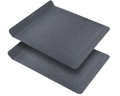 casaWare 2pc Large Flat Baking Cookie Sheet, 12.5 x 14-inch with a 1.5-inch Handle, Ceramic Non-Stick Coating (Silver Granite)