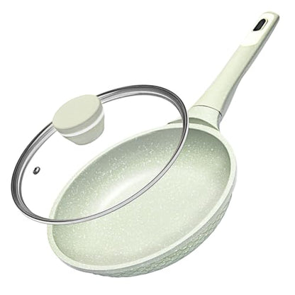 Xuanying 8 Inch Non Stick Frying Pan with Lid - Omelette & Egg Pan Skillet | PFOA/PFAS Free Healthy Cookware | All Stovetop & Dishwasher Safe | Heat Resistant Handle | Eco-Friendly