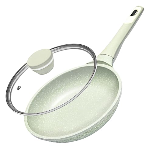 Xuanying 8 Inch Non Stick Frying Pan with Lid - Omelette & Egg Pan Skillet | PFOA/PFAS Free Healthy Cookware | All Stovetop & Dishwasher Safe | Heat Resistant Handle | Eco-Friendly
