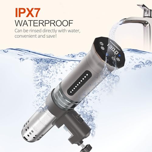 KitchenBoss Sous Vide Cooker Machine: Ultra-quiet 1100 Watts Sous Vide Precision Cooker IPX7 Waterproof Stainless Steel, Suvee Cooker Immersion Circulator Accurate Temp Digital LED Touch Screen G300S