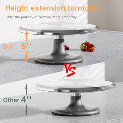 12 Inch Cake Turntable Decorating Stand with Aluminum,Cake Turntable Decorating Kit,Rotating Cake Stand Cake Spinner Stand Leveler Set Pastries Decorations Cake Turner Table Tools