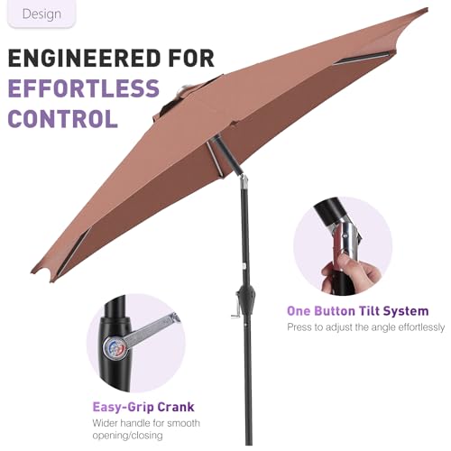NEWBULIG 7.5FT Patio Umbrella, Outdoor Table Umbrellas with Push Button Tilt and Crank, 6 Sturdy Ribs, Waterproof, UV Protection and Fade Resistant, for Pool, Garden, Market, Backyard