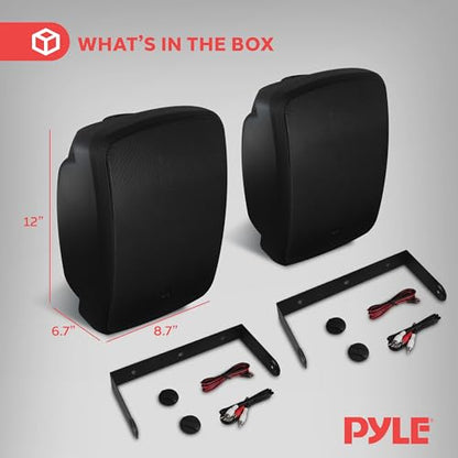 Pyle Outdoor Waterproof Wireless Bluetooth Speaker - 6.5 Inch Pair 2-Way Weatherproof Wall/Ceiling Mounted Dual Speakers w/Heavy Duty Grill, Universal Mount, Patio, Indoor Use PDWR64BTB (Black)
