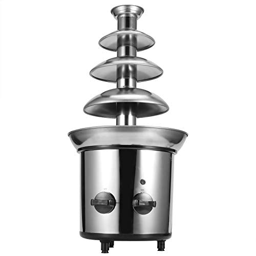 Stainless Steel Chocolate Fountain Chocolate Fondue Maker Four layer Chocolate Fondue Machine large capacity easy to for cafes restaurants(British Flag Type), chocolate fountain