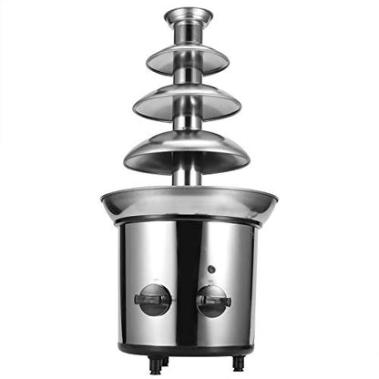 Stainless Steel Chocolate Fountain Chocolate Fondue Maker Four layer Chocolate Fondue Machine large capacity easy to for cafes restaurants(British Flag Type), chocolate fountain