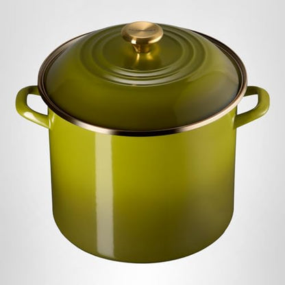 Le Creuset Enamel on Steel Traditional Stockpot, 10 qt., Olive with Stainless Steel Knob