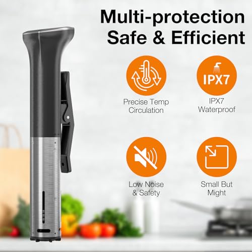 WiFi Sous Vide Precision Cooker 1100 Watts Sous Vide Machine Precision Immersion Circulator for Perfect Steak, Tender Chicken & Healthy Meals, Ultra-Quiet, App Recipes, Fast Heating, IPX7 Waterproof