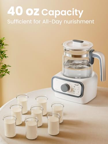 GROWNSY Baby Instant Warmer, Glass Water Boiler with Accurate Temperature Control for Formula, Coffee and Tea, 1.2 Liter Electric Kettle with LCD Display and Timer