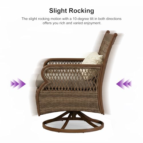 PURPLE LEAF Outdoor Dining Set for 10 All Weather Wicker Patio Dining Set with Hand-Woven Rattan Swivel Dining Chais and Rectangular Aluminum Table for Garden Deck Backyard Kitchen