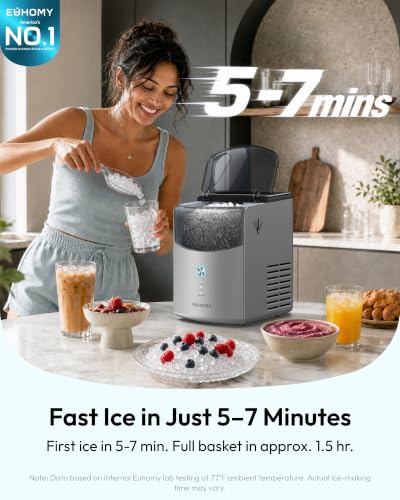 Euhomy Countertop Nugget Ice Maker, 35lbs Daily Sonic Crushed Ice Machine