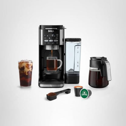 Ninja Drip Coffee Maker | DualBrew™ Pro Hot & Iced Coffee Machine, Single Serve to Carafe | Brew with Pods & Grounds, Compatible with K Cups | 3 Brew Styles, 60oz Removable Reservoir | Black, CFP101