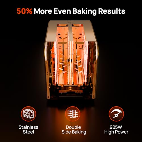 Toaster 2 Slice, Consciot Smart Touch Screen Toasters with 6 Browning Levels, Timer, Reheat/Defrost/Cancel, Extra-Wide Slots, Removable Crumb Tray, Auto Pop-up & Anti Jam, Peak 925W, Stainless Steel