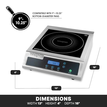 Waring Commercial Induction Burner, 11 x 11 Schott Ceramic Glass, for Professional Countertop Cooking and Catering, WIH400X