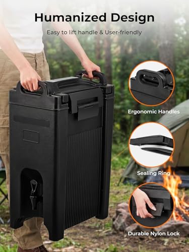 Insulated Beverage Dispenser 5 Gal, Commercial Hot/Cold Drink Dispenser