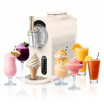 Whynter 7-in-1 Soft Serve Ice Cream and Slushy Machine, 1.6 Quarts, with Built-in Compressor, Self-Cleaning Mode, LCD Touch Control, and Adjustable Firmness, (Gold White)