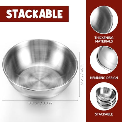 wutfuooo 30 Pack Small Stainless Steel Bowl Sauce Dishes 3.3 Inch Round Seasoning Sushi Dipping Bowls Silver Mini Condiment Cups Metal Ingredient Containers for Prep Appetizer Plates Set for Kitchen
