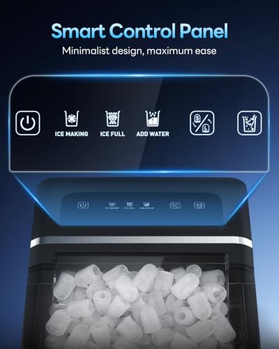 Sencre Ice Makers Countertop, 26.5Lbs/24H Ice Machine with 2 Sizes Bullet Ice, 9 Ice Cubes Release in 6 Mins, Self-Cleaning Portable Ice Maker with Ice Scoop and Basket for Home Kitchen Office Bar RV