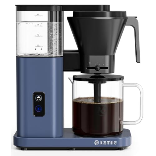 Kismile SCA Certified 8-Cup Coffee Maker, 6-Min Quick Brew, Hot & Cold Brew Coffee Machine, Adjustable Flow Control, Magnetic Anti-Drip, Keep Warm, DIY Manual Mode, Dishwasher Safe, Glacier Blue