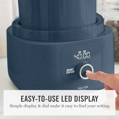 Martha Stewart Ice Cream Maker, 2 Quart Double-Insulated Freezer Bowl, Sorbet & Frozen Yogurt, Ready in 20 Minutes, Mix-Ins Chute, Easy to Clean, Indigo Blue
