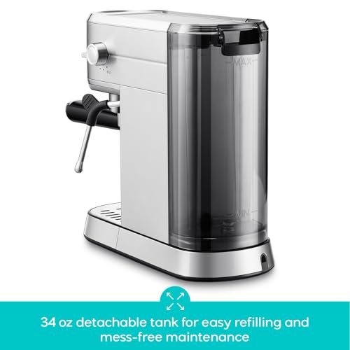 CASABREWS CM5418ECO Espresso Machine 20 Bar, PFAS-Free Espresso Maker with Steam Wand, Stainless Steel Coffee Machine with 34oz Removable Water Tank for Cappuccino, Small Latte Machine, Silver