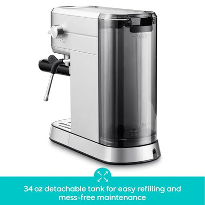 CASABREWS CM5418ECO Espresso Machine 20 Bar, PFAS-Free Espresso Maker with Steam Wand, Stainless Steel Coffee Machine with 34oz Removable Water Tank for Cappuccino, Small Latte Machine, Silver