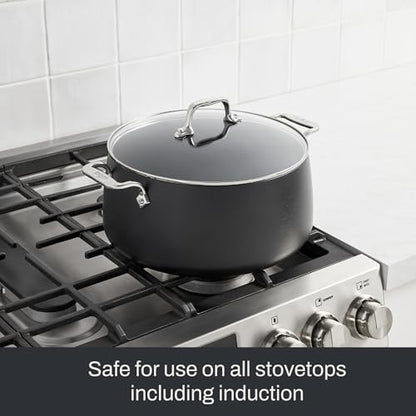 All-Clad HA1 Expert Hard Anodized Nonstick Stock Pot with Lid (8 Qt) For Pasta, Soup, Dishwasher-Safe, Oven-Safe Up to 500°F Compatible with All Stovetops (Gas, Electric & Induction) - Black
