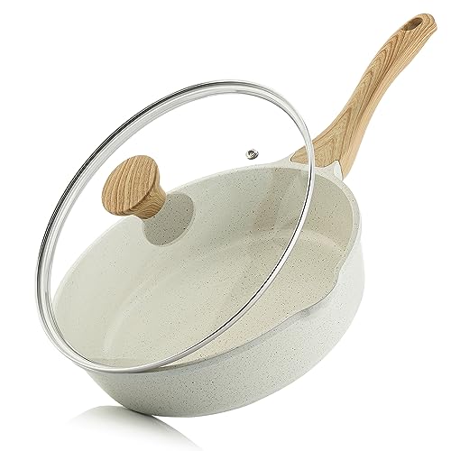 SENSARTE Nonstick Ceramic Saute Pan 10 Inch/3.5QT, Non-toxic Deep Frying Pan Skillet with Lid, Healthy Jumbo Cooker, Stay Cool Handle, Induction Compatible, PFOA & PFAS Free