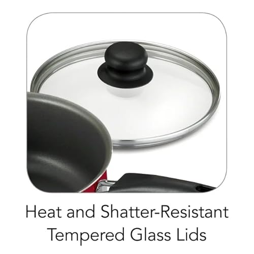 TNLOJI 9-Piece Non-Stick Cookware Set - Red Kitchen Pots and Pans Set with Glass Lids, Stay-Cool Handles, for Gas, Electric & Induction Stovetops